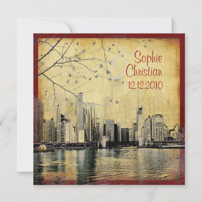 PixDezines Convites Chicago Lakeshore Skyline (Frente)