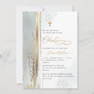 PixDezines H2 Dusty Blue Christening Convite