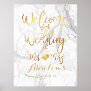 PixDezines Marble/Faux Dourado/Receptor Poster