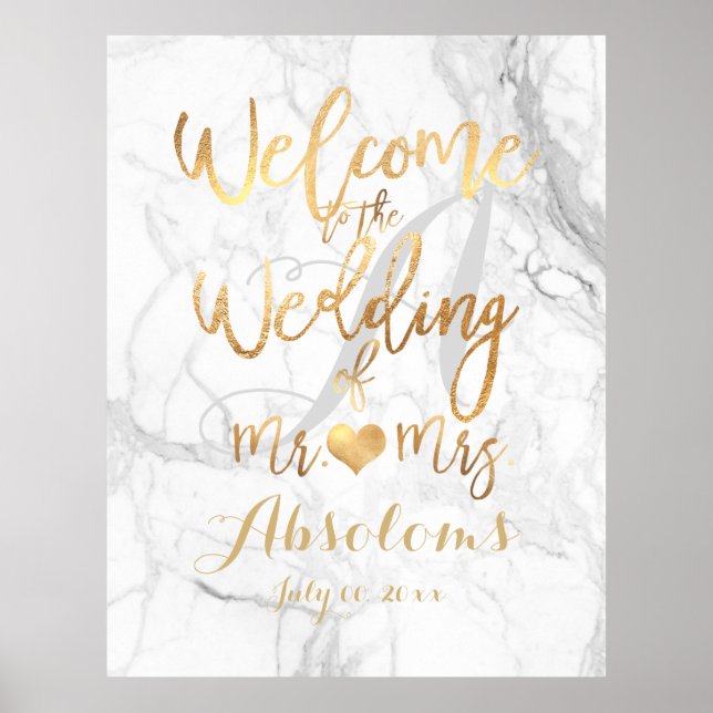 PixDezines Marble/Faux Dourado/Receptor Poster (Frente)