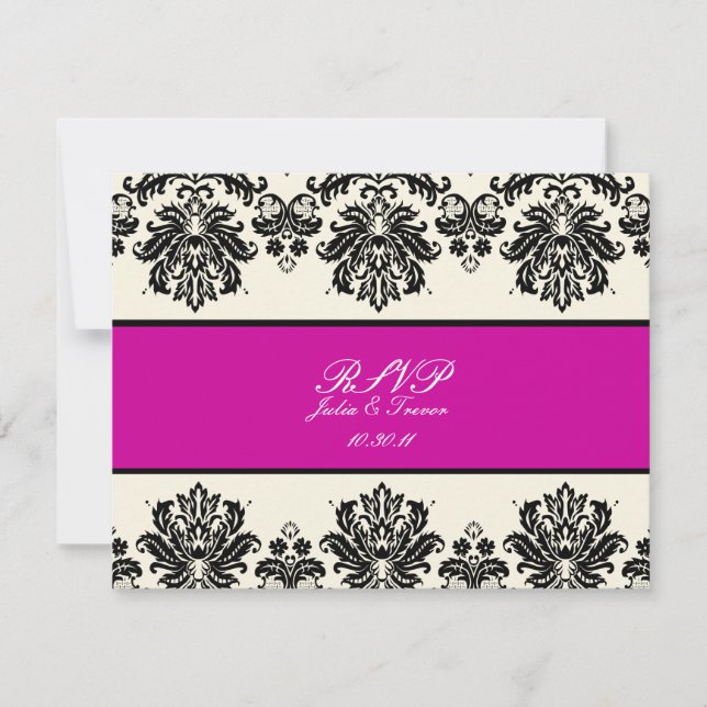 PixDezines Piqué, RSVPs Damask exigem convites 5x7 (Frente)