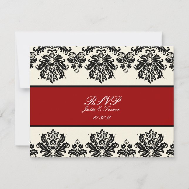 PixDezines Piqué, RSVPs Damask exigem convites 5x7 (Frente)
