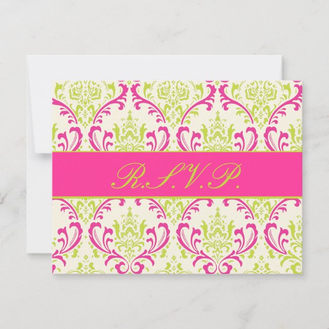 PixDezines Rossi Damask, RSVP para convites 5x7 (Frente)