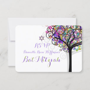 PixDezines RSVP ÁRVORE DA VIDA BAT MITZVAH/ROXO