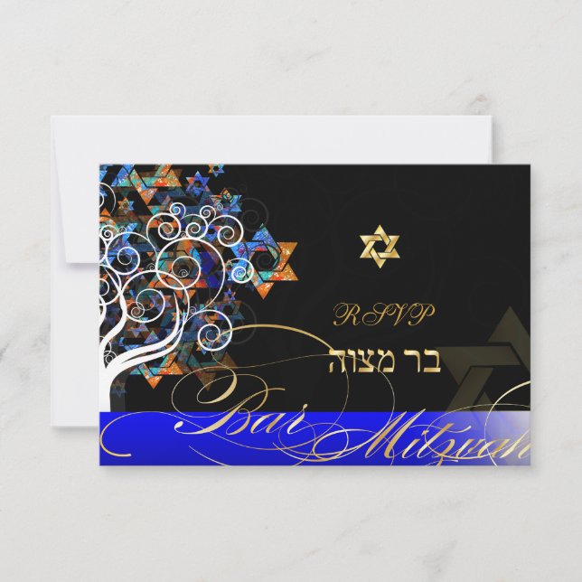 PixDezines Rsvp Árvore da Vida Mitzvah/Champanhe (Frente)