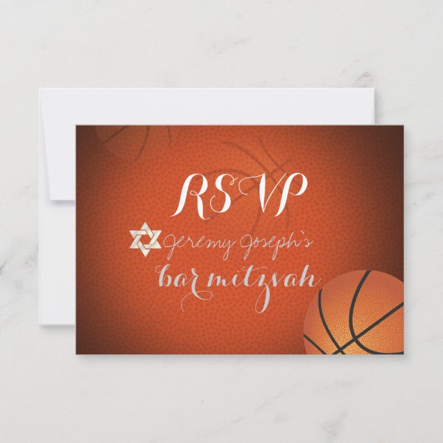 PixDezines RSVP Bar de basquete Mitzvah ✡ (Frente)