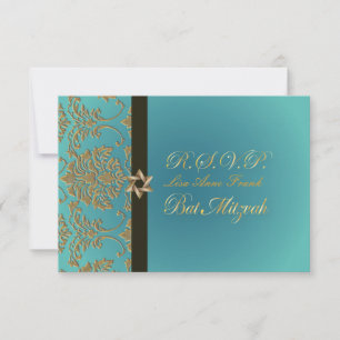 PixDezines rsvp bat mitzvah+faux damask de ouro