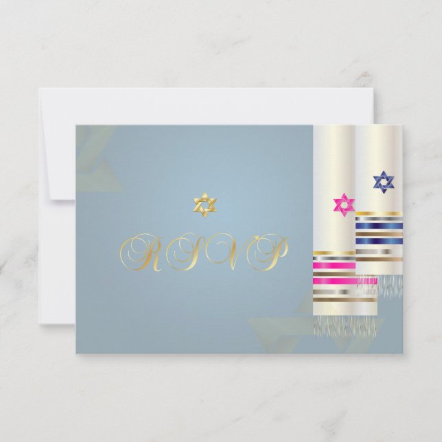 PixDezines RSVP Blue/Pink Tallits/B'nai Mitzvah (Frente)