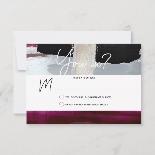 PixDezines RSVP Burgundy Prata, Bloco de Cores (Frente)