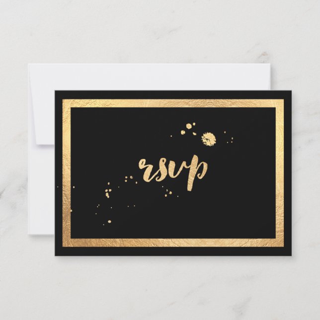 PixDezines RSVP Clássico Faux Dourado/DIY Cor (Frente)