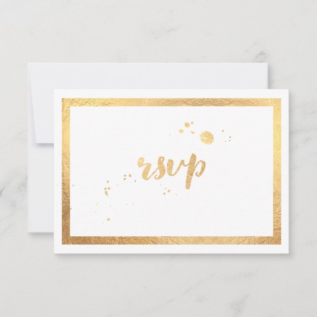 PixDezines RSVP Clássico Faux Dourado/DIY Cor (Frente)