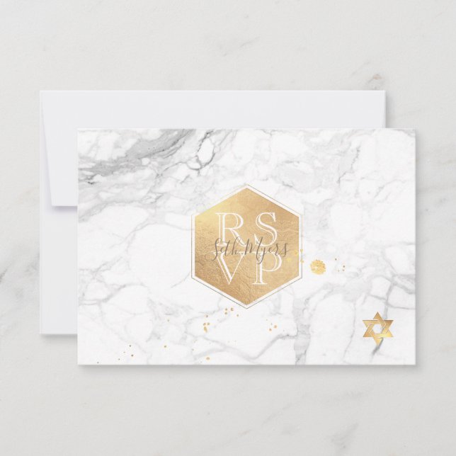 PixDezines RSVP Faux Dourado Honeycomb Bar Mitzvah (Frente)