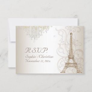 PixDezines RSVP Faux Torre Eiffel de bronze/Champa