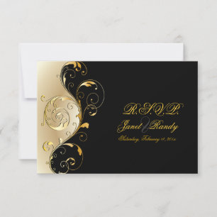 PixDezines rsvp Filigre+espirros/preto+dourado