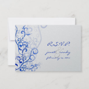 PixDezines rsvp Flourish/swirls Folhas/azul