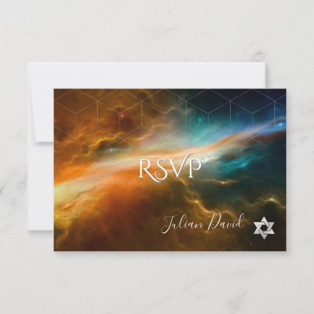 PixDezines RSVP Galaxy Bar Espacial Mitzvah ✡ (Frente)