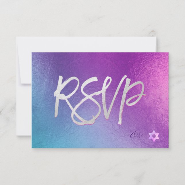 PixDezines RSVP H2 Ombre Purple+Pink Bat Mitzvah ✡ (Frente)