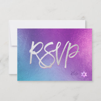 PixDezines RSVP H2 Ombre Purple+Pink Bat Mitzvah ✡
