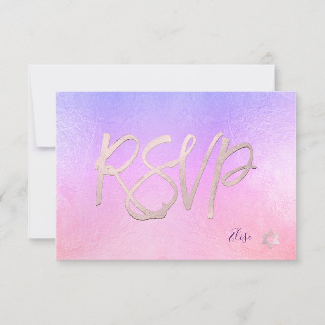 PixDezines RSVP H2 Ombre Purple+Pink Bat Mitzvah ✡ (Frente)