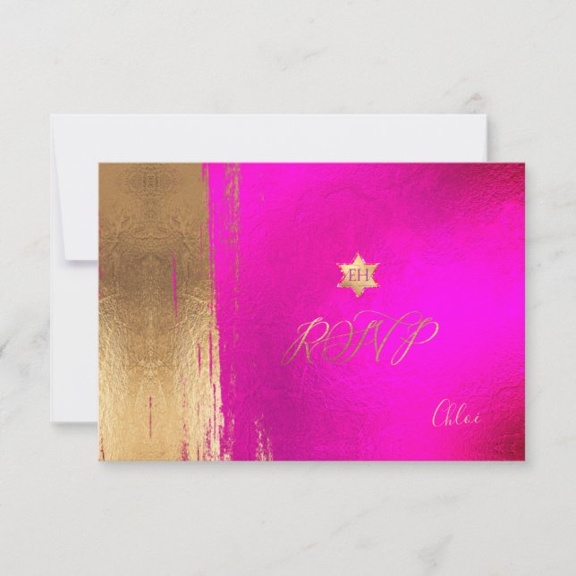 PixDezines RSVP Hot+Flashy Rosa Mitzvah ✡ (Frente)