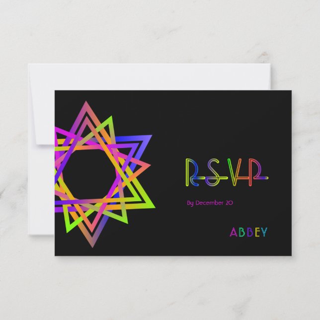 PixDezines RSVP Neon Lights/Vegas/Bat Mitzvah (Verso)