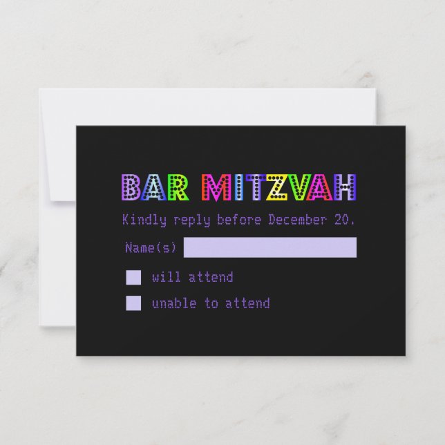 PixDezines RSVP Neon Sign Bar Mitzvah (Frente)