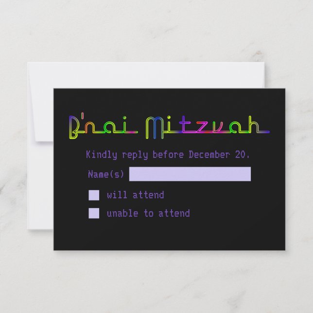 PixDezines RSVP Neon Sinal B'nai Mitzvah (Frente)