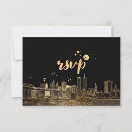 PixDezines RSVP NYC Skyline/Faux Dourado