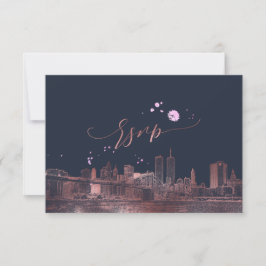PixDezines RSVP NYC Skyline/Rosa Faux Dourado