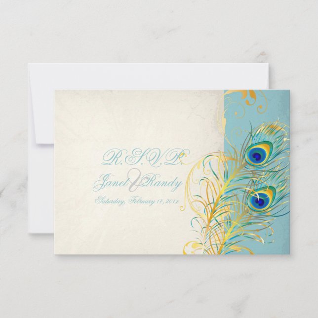 PixDezines rsvp Peacock Pizzazz/texto DIY (Frente)