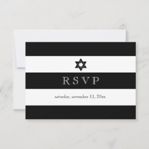 PixDezines rsvp preto/branco/bar stripes mitzvah