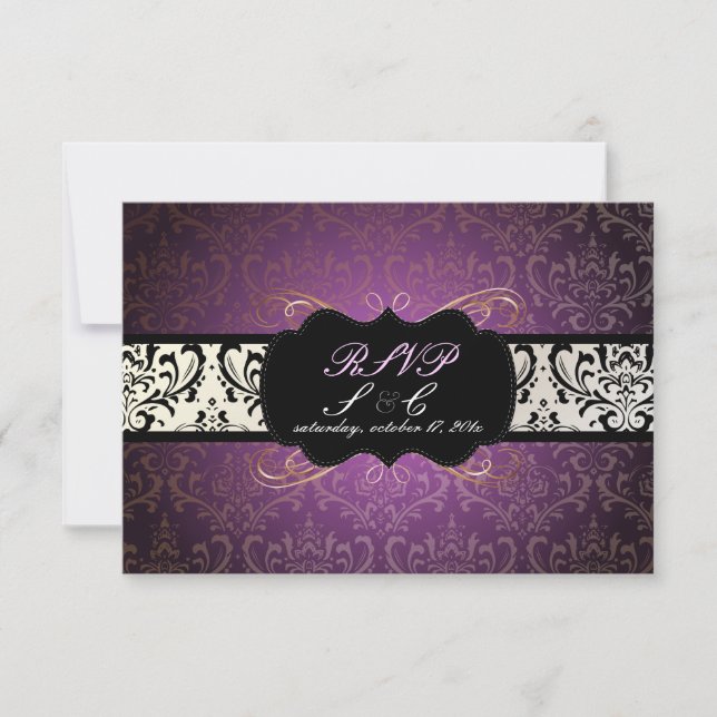 PixDezines rsvp Rossi Damask, Champagne+Plum (Frente)
