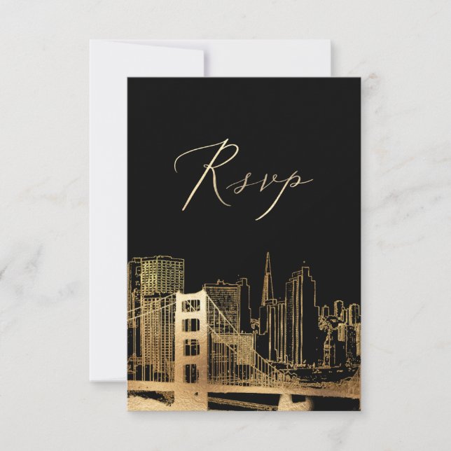 PixDezines RSVP San Francisco Skyline/Faux Dourado (Frente)