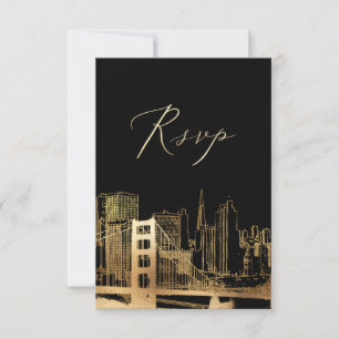 PixDezines RSVP San Francisco Skyline/Faux Dourado