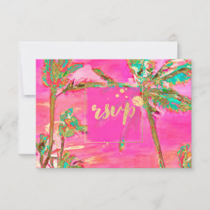 PixDezines RSVP Vintage Havaí Praia/Rosa