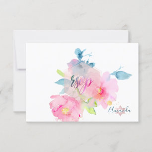 PixDezines RSVP Watercolor Flowers Bat Mitzvah ✡