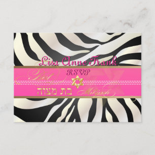PixDezines rsvp Zebra, Bat Mitzvah/preto-colorido
