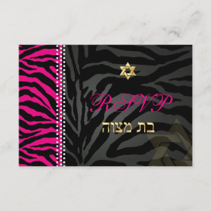 PixDezines Rsvp Zebra Rosa Stripes, Bat Mitzvah