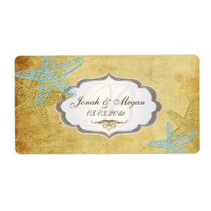 PixDezines vintage starfish+4 opções de etiqueta