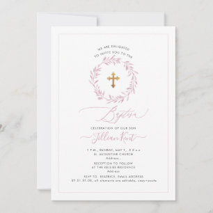 PixDezines Watercolor Dusty Pink Wreath Convite