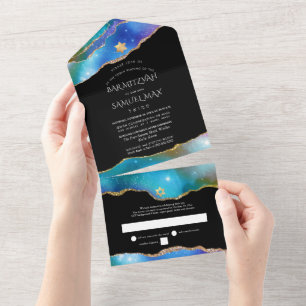 PixDezines Watercolor Galaxy Agate Bar Mitzvah Tud