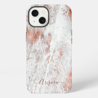 PixDezines White Marble+Faux Rose Gold Case-Mate i