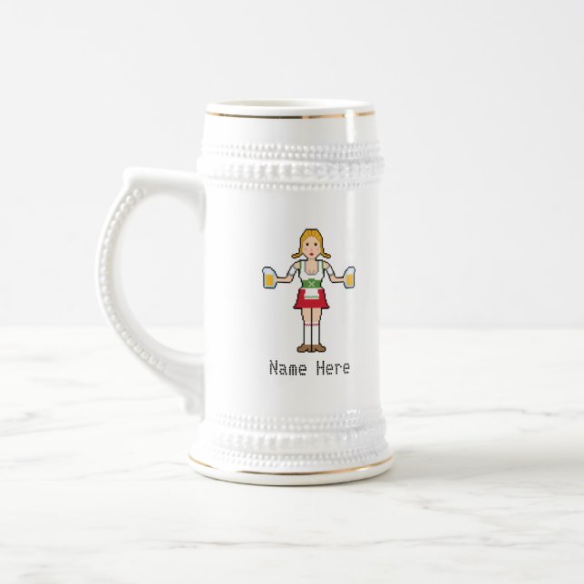 Pixel Art Female Oktoberfest Beer Caneca de cervej (Esquerda)