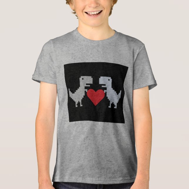 Pixel Bonito Dinossauro Adorava Camiseta - Present (Frente)