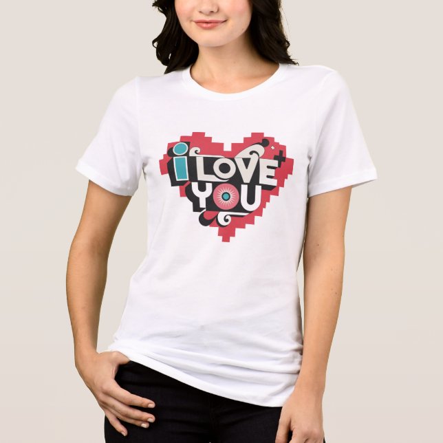Pixel Heart Eu Te Amo Tipografia Retro (Frente)