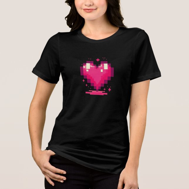 Pixel Heart Retro 8-Bit Gamer Love Design (Frente)