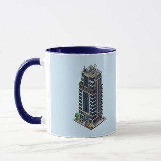 Pixel Hotel Tower Combo Caneca Azul Marinho