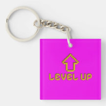 Pixel Level Up Chaveiro de Gamer Rosa Elétrico
