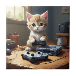 "Pixel Paws: The Gamer Kitten in Action"
