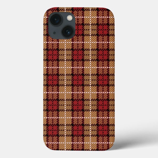 Pixel Plaid in Red and Gold (Verso)